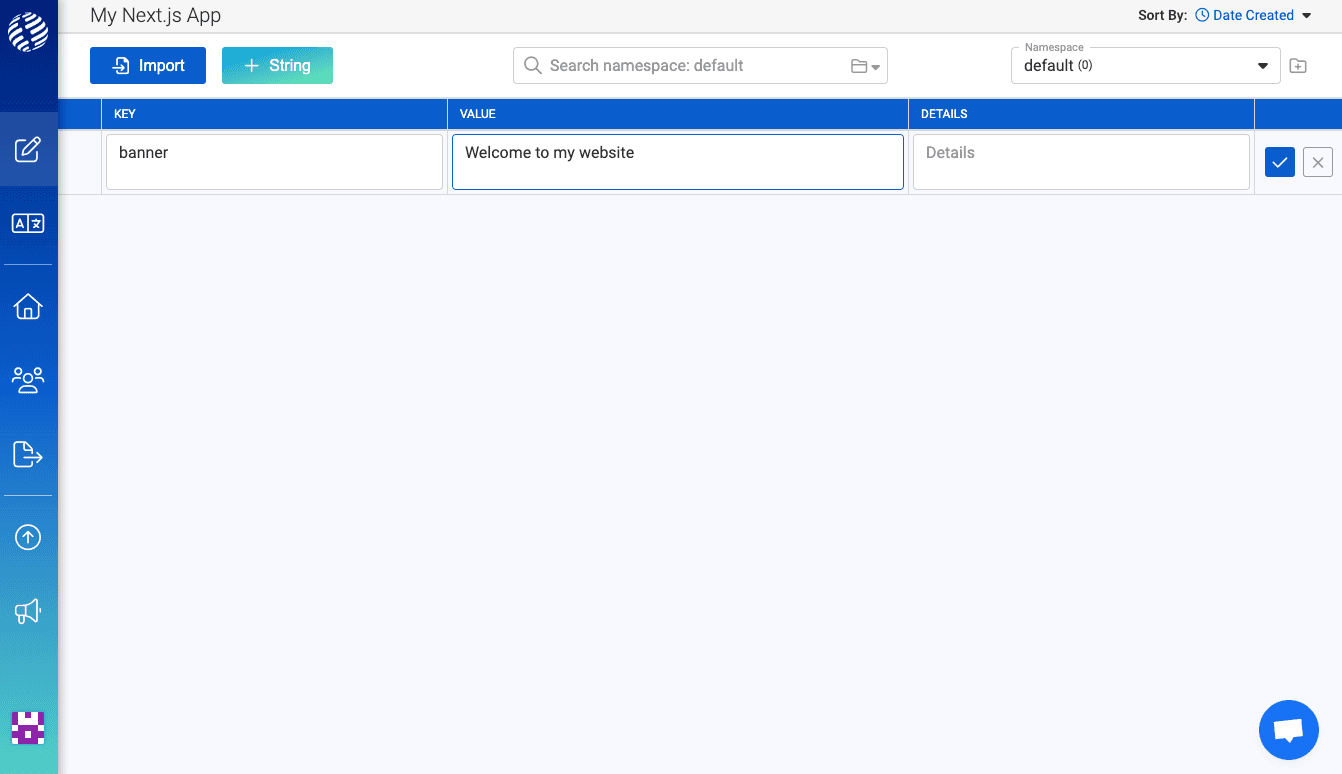 Adding a string in i18nexus