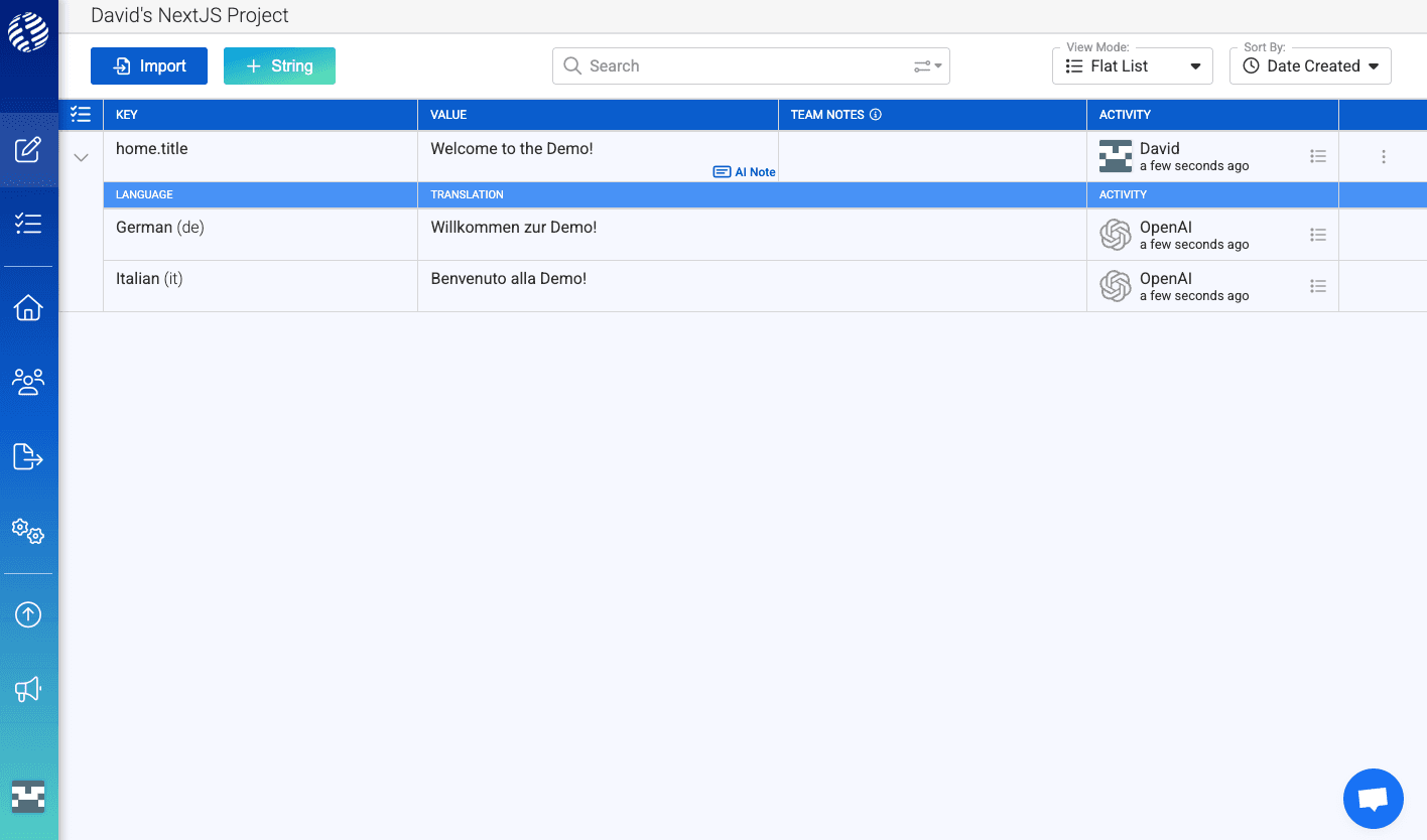 Listing all the automatic machine translations for a string