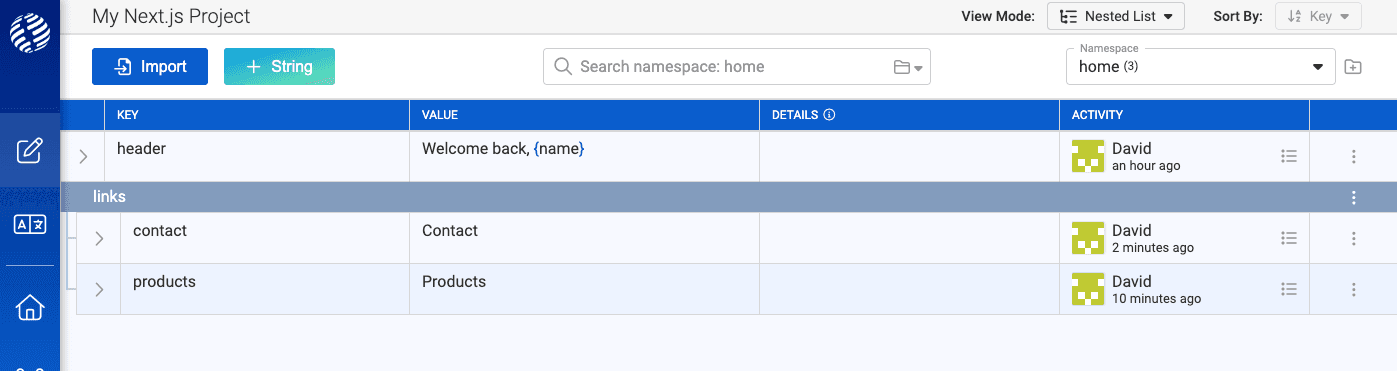 Using the Nested List mode to list the strings in a nested folder structure