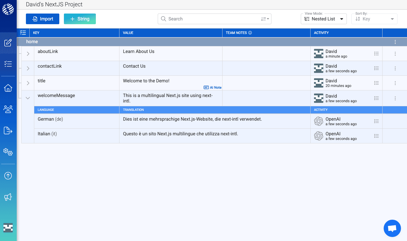 Using the Nested List mode to list the strings in a nested folder structure