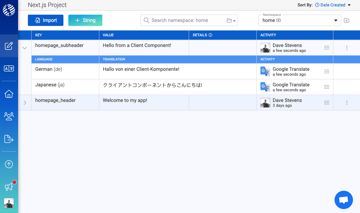 Adding the subheader text as a string in i18nexus