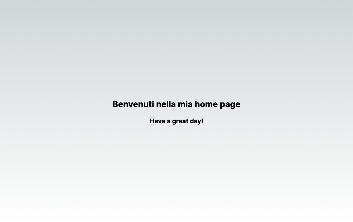 The rendered home page with the header translated in Italian and subheader still in English